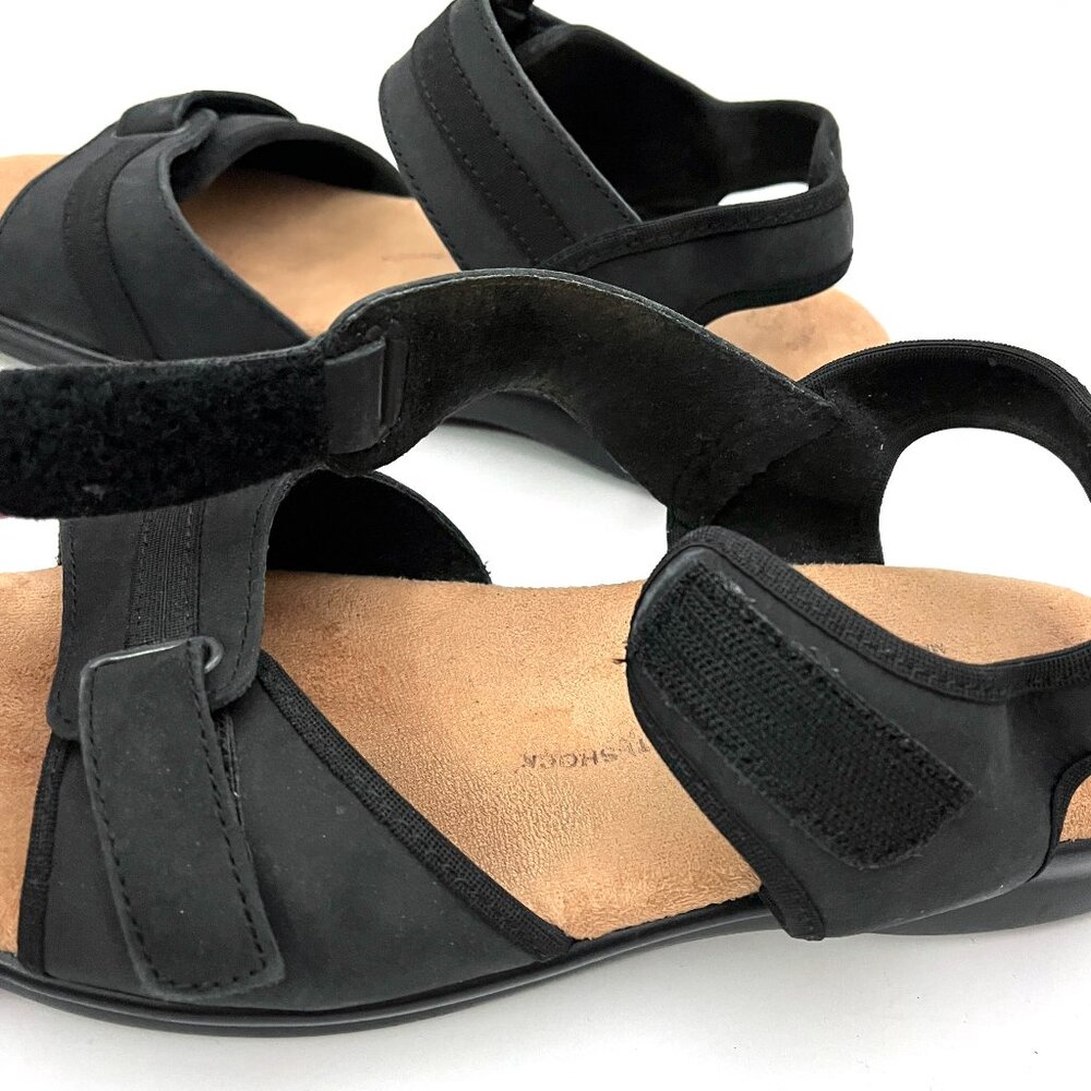 Flexus Sandals Made in Italy Black Leather Comfort Ankle Strap Spring Step - Picture 8 of 12
